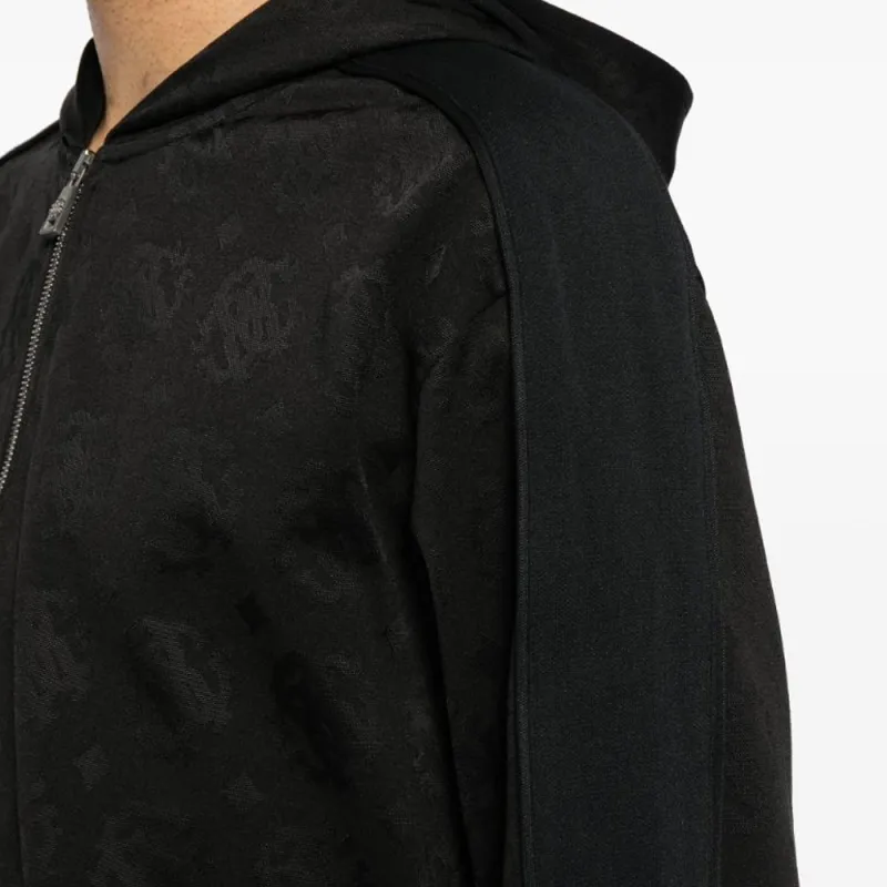 Roberto Cavalli Logo jacquard Zip front Hoodie-3