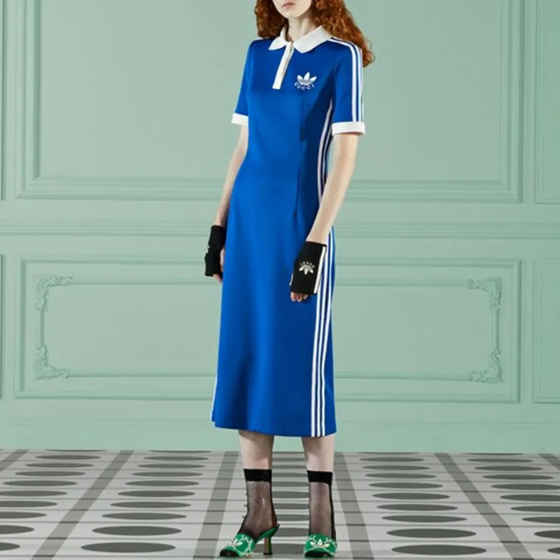 GUCCI x Adidas FW22 Short Sleeved Dress Women's Blue-2