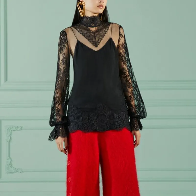 GUCCI High neck Lace Blouse-4