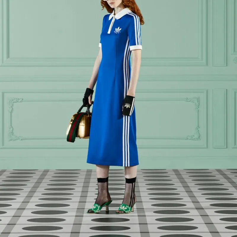 GUCCI x Adidas FW22 Short Sleeved Dress Women's Blue-1