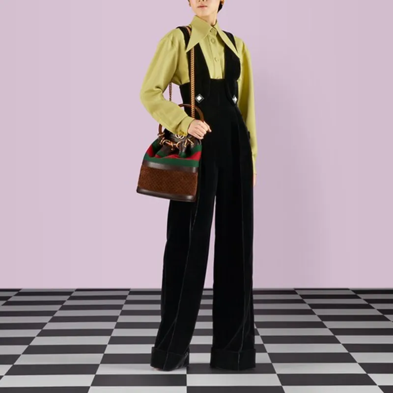 GUCCI Women's Silk Viscose Cuffed Jumpsuit Black-3