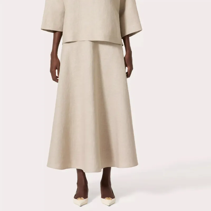 Valentino Logo Plaque High Waist Midi Skirt-3