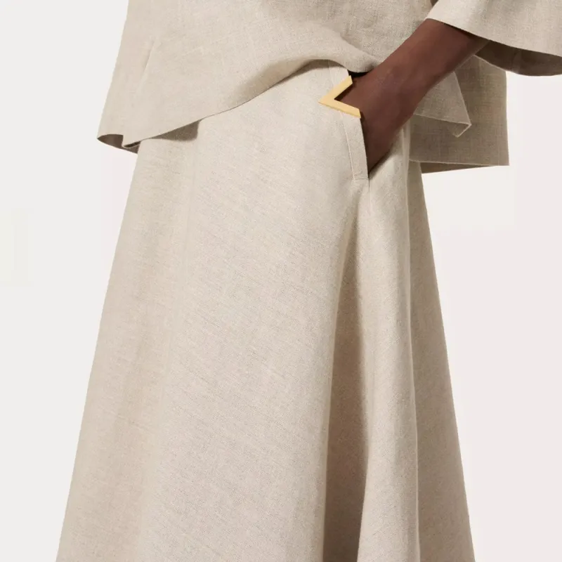 Valentino Logo Plaque High Waist Midi Skirt-4