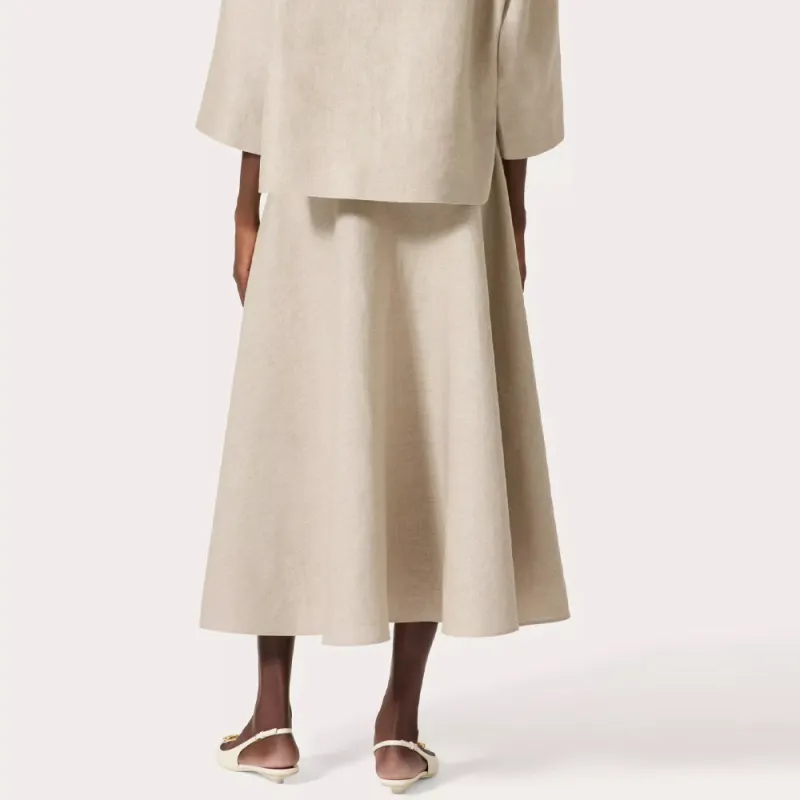 Valentino Logo Plaque High Waist Midi Skirt-1