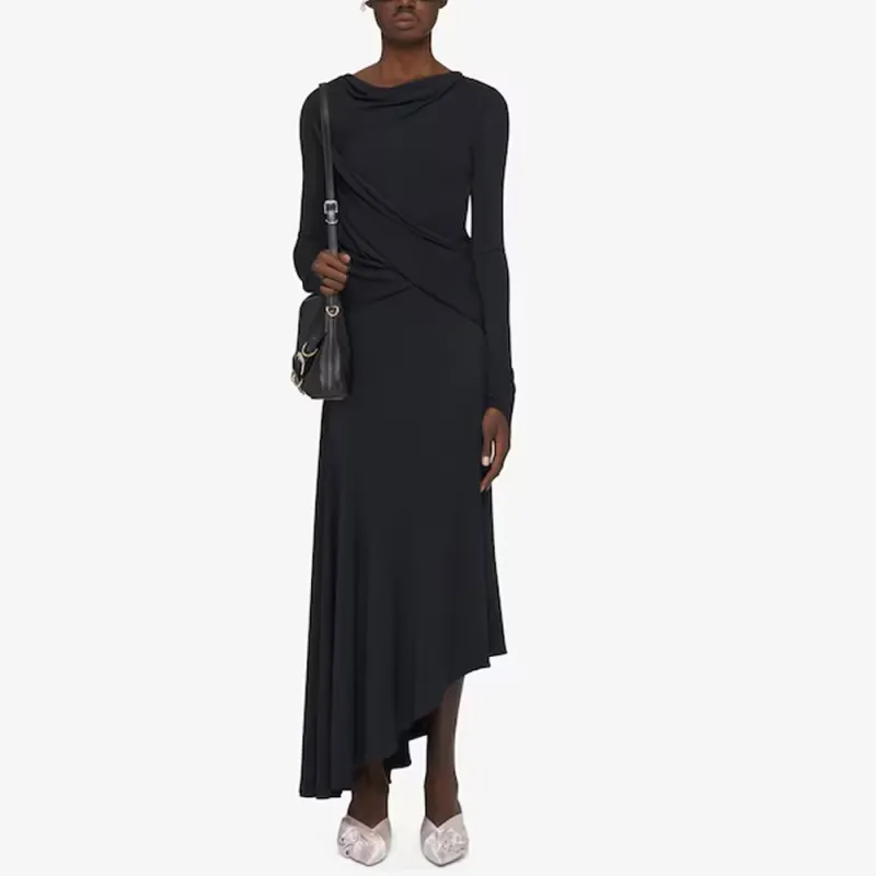 Givenchy Asymmetric Draped Midi Dress-1