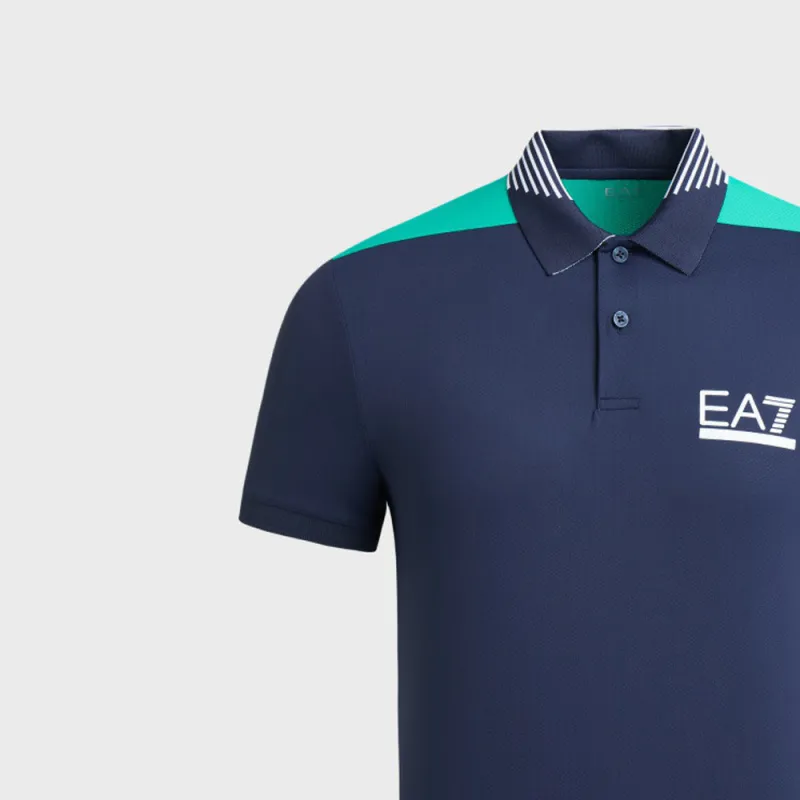 EMPORIO ARMANI EA7 SS24 Polo Shirt Men's Navy Blue-7