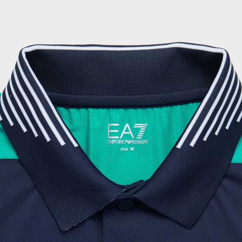 EMPORIO ARMANI EA7 SS24 Polo Shirt Men's Navy Blue-4