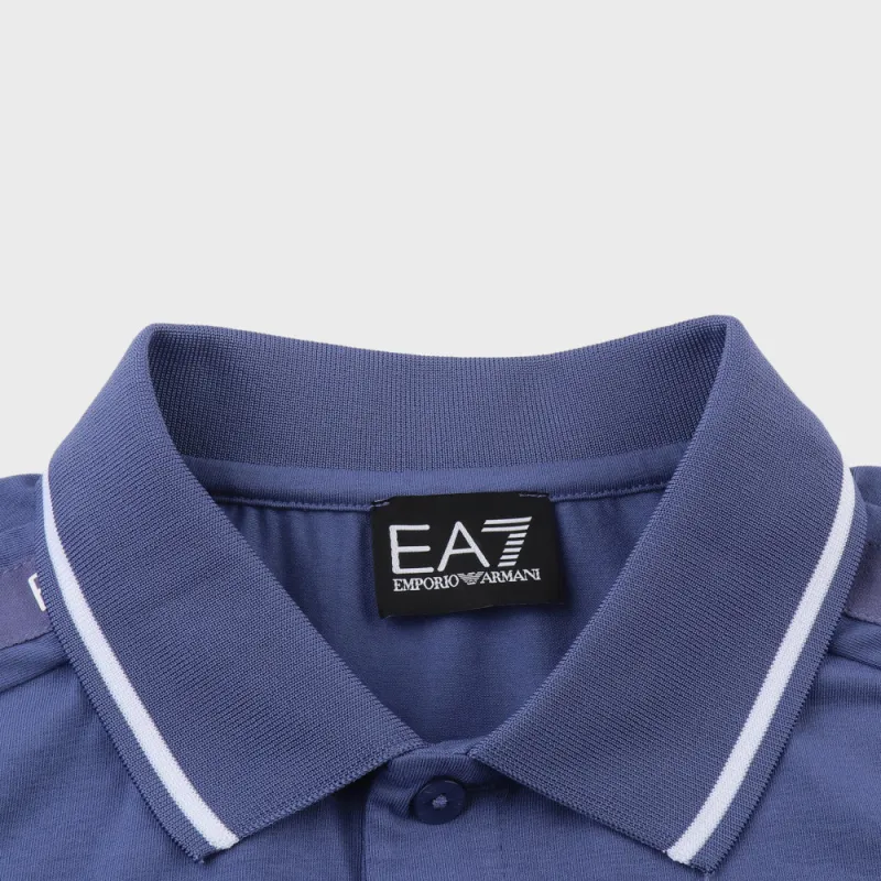 EMPORIO ARMANI EA7 SS24 Polo Shirt Men's Royal Blue-3