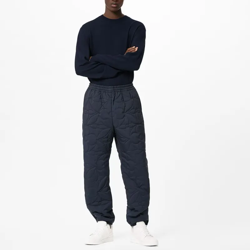 LOUIS VUITTON New Quarterly Products Of LV Knitted Sports Pants Men's Dark Blue-1