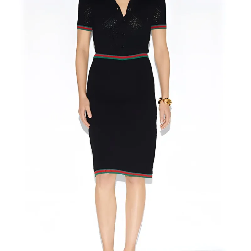 GUCCI Web Detailed Lace Skirt-1
