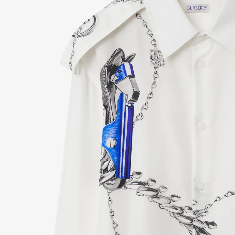 Burberry Knight Hardware-Printed Buttoned Shirt-6