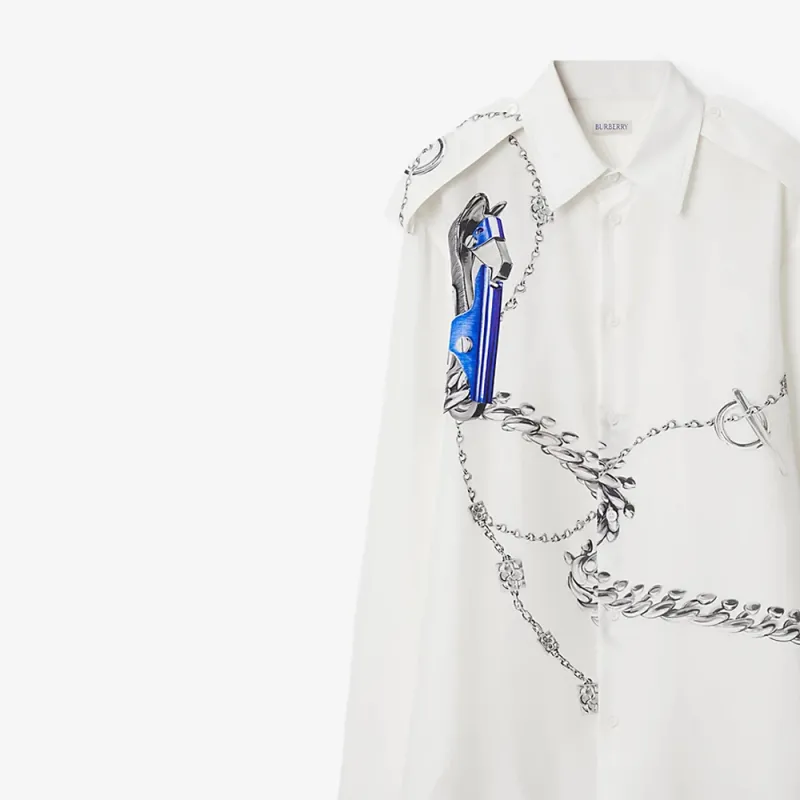 Burberry Knight Hardware-Printed Buttoned Shirt-7