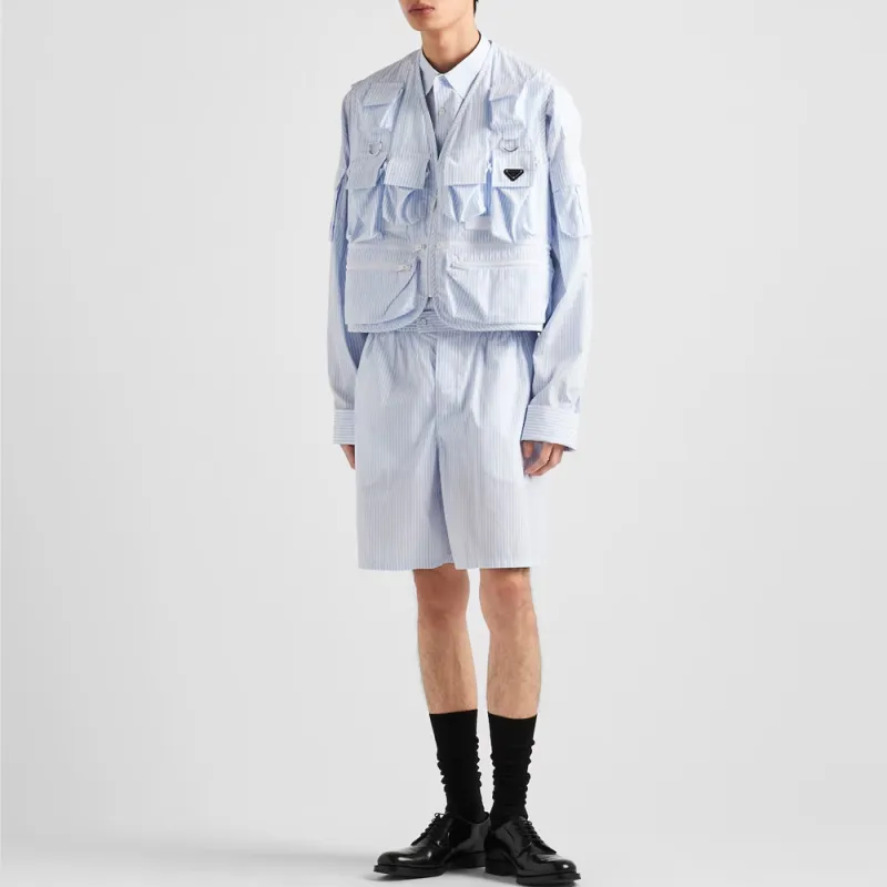 PRADA Striped Zip Up Gilet-1