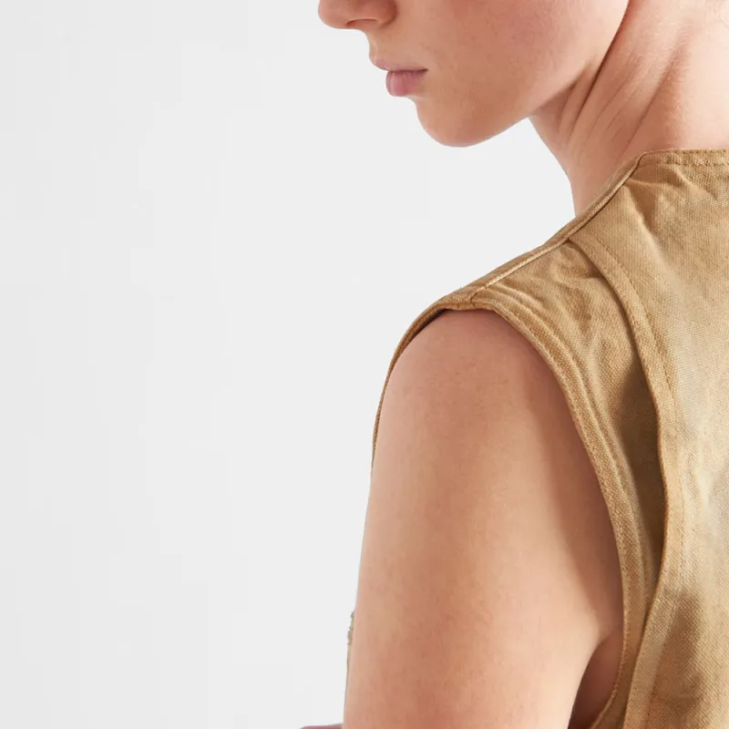 PRADA SS24 Sleeveless Dress Women's Light Umber-3