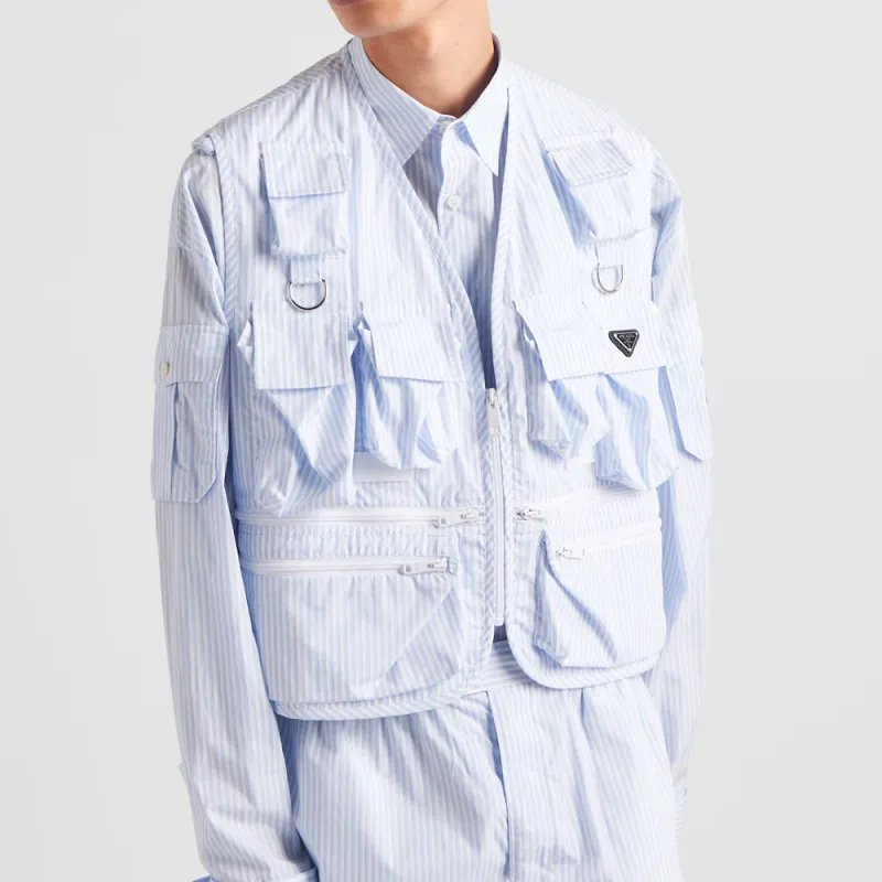 PRADA Striped Zip Up Gilet-3