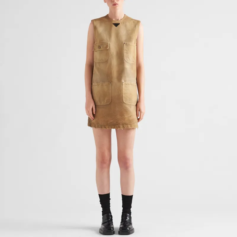 PRADA SS24 Sleeveless Dress Women's Light Umber-1
