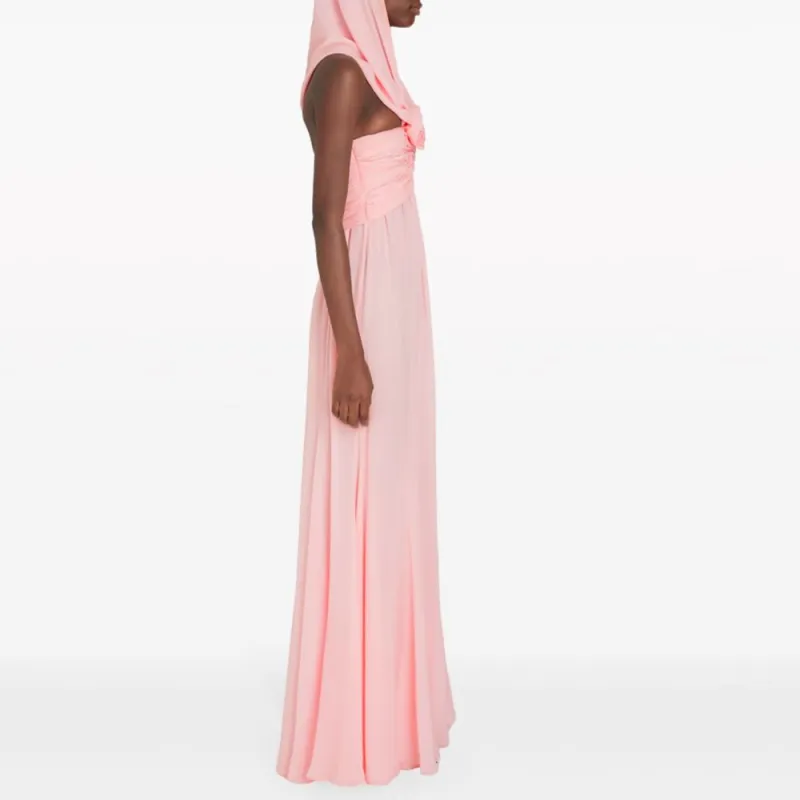 Giambattista Vall Hooded Floral appliqué Silk Gown-3