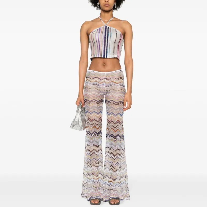 MISSONI Zigzag Lurex Knitted Flared Pants-1