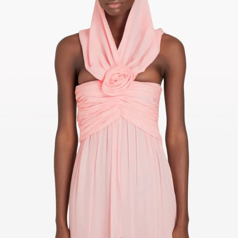 Giambattista Vall Hooded Floral appliqué Silk Gown-4