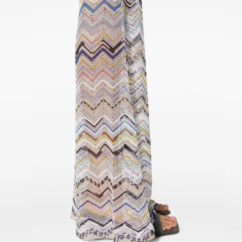 MISSONI Zigzag Lurex Knitted Flared Pants-4