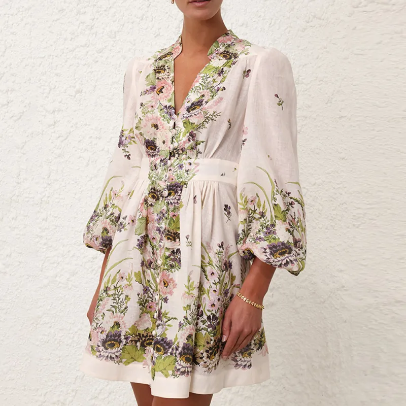 Zimmermann Halliday Plunge Linen Mini Dress-4