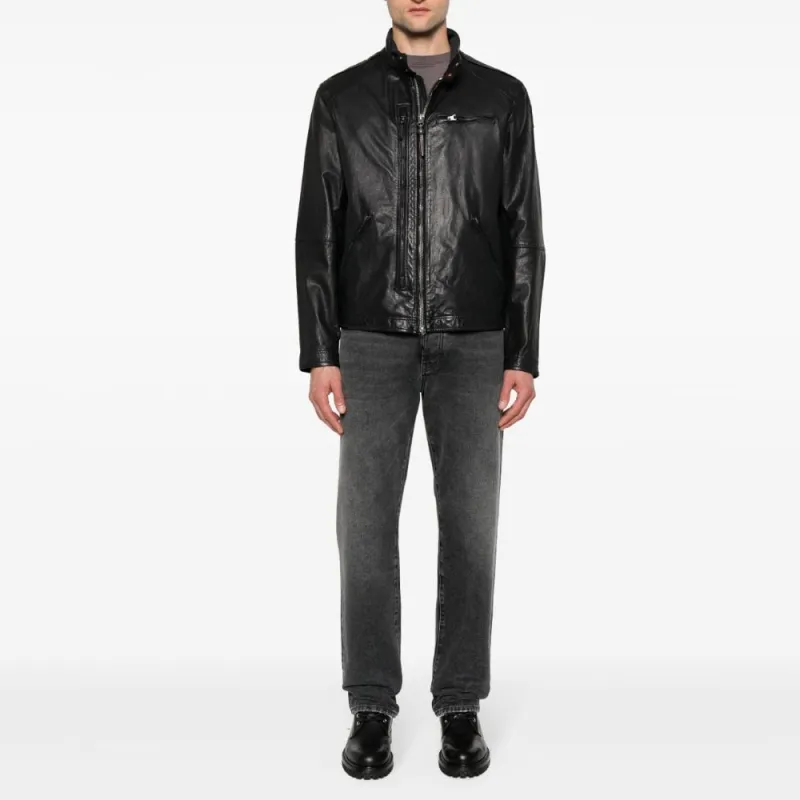 PARAJUMPERS Justin Zip-up Leather Jacket-1