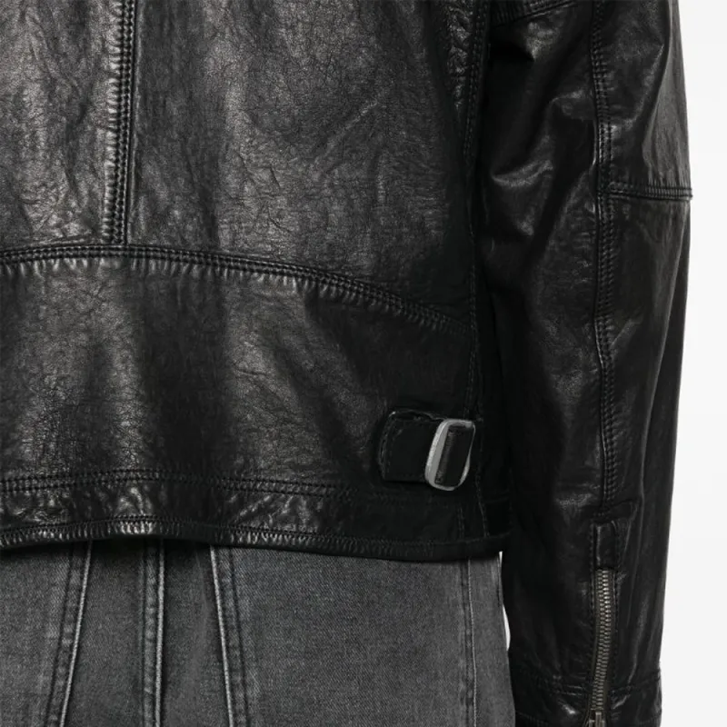 PARAJUMPERS Justin Zip-up Leather Jacket-4