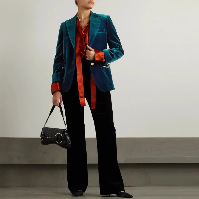 GUCCI Single breasted Velour Blazer-1