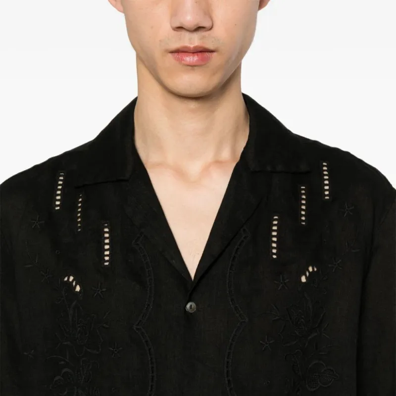 P.A.R.O.S.H. Floral-embroidery Linen Shirt-3