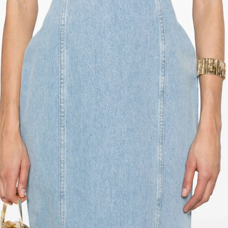 MAGDA BUTRYM Strapless Midi Denim Dress-4