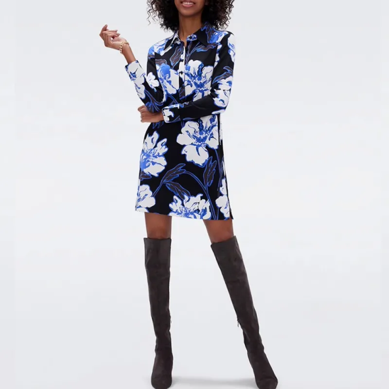 DVF Diane Von Furstenberg Long-Sleeved Dresses Women's Blue-2
