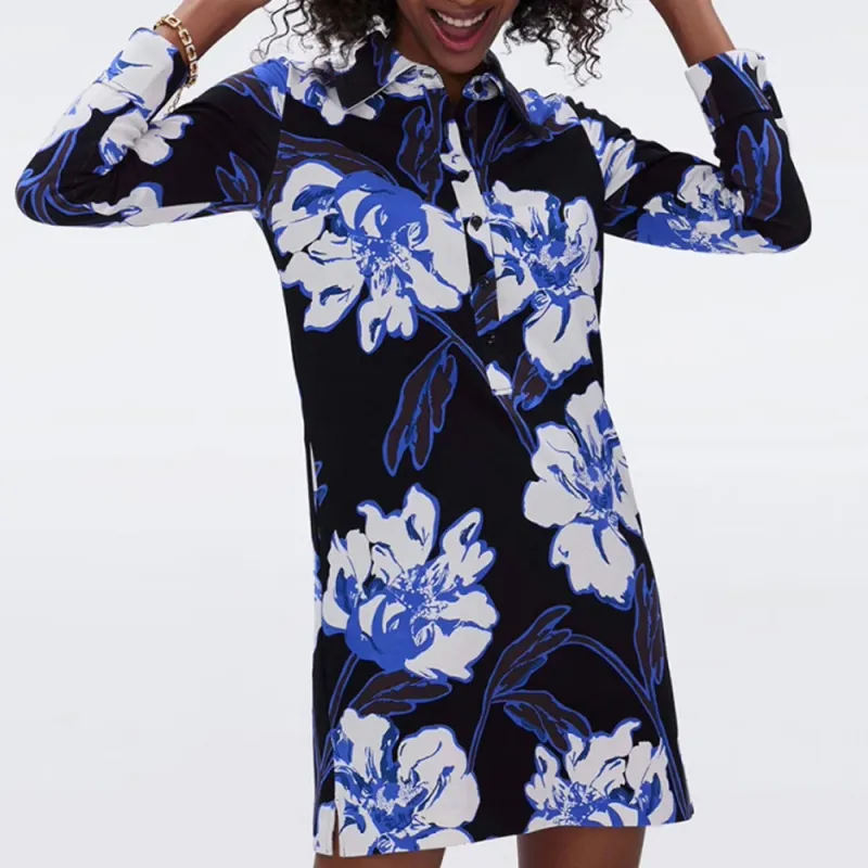 DVF Diane Von Furstenberg Long-Sleeved Dresses Women's Blue-5