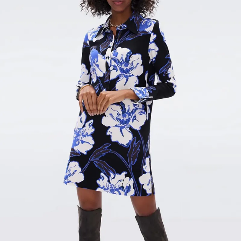 DVF Diane Von Furstenberg Long-Sleeved Dresses Women's Blue-4