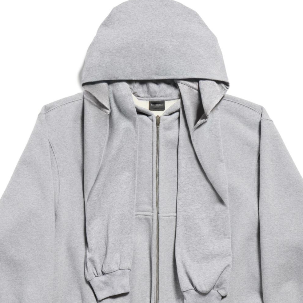 24AW new/BALENCIAGA インコグニートフーディ― Hoodie Gray Incognito deconstructed cotton jersey hoodie in grey