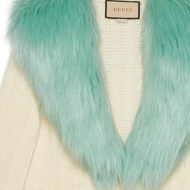 GUCCI Faux fur Collar Cardigan-4