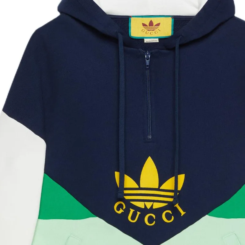 GUCCI X Adidas Hooded Sweatshirt Blue-4