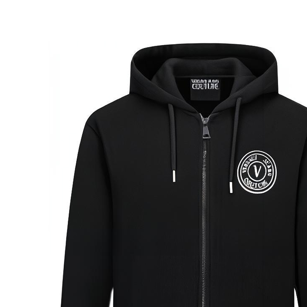 VERSACE JEANS COUTURE Logo Print Hooded Jacket L - POIZON