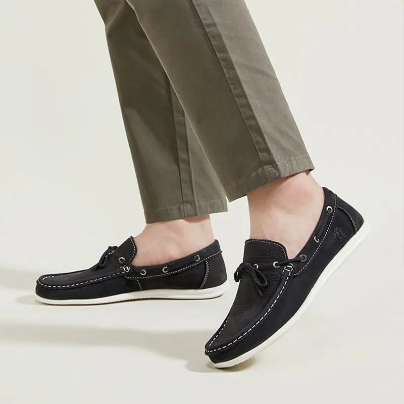 HANG TEN Anti-Slip And Wear-Resistant Lightweight Low-Top Casual Shoes Men's Khaki Black And Blue-7