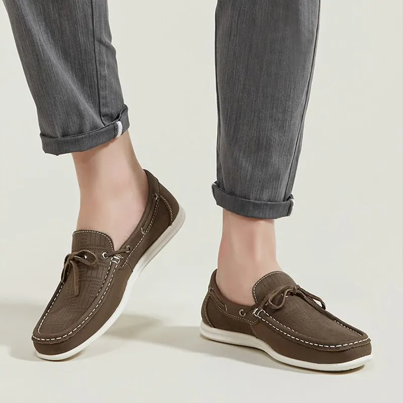 HANG TEN Anti-Slip And Wear-Resistant Lightweight Low-Top Casual Shoes Men's Khaki Black And Blue-17