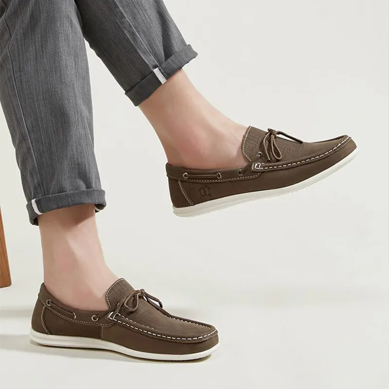 HANG TEN Anti-Slip And Wear-Resistant Lightweight Low-Top Casual Shoes Men's Khaki Black And Blue-16