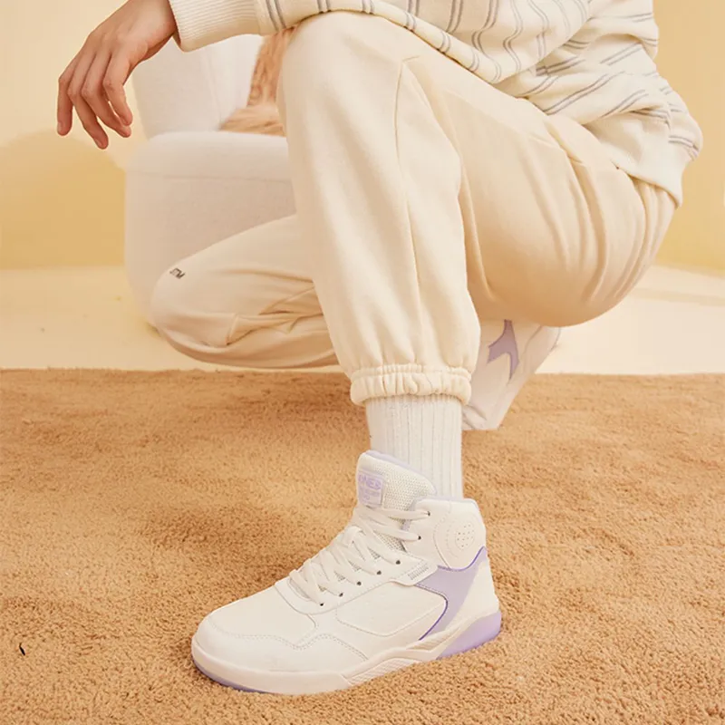 361° Winter Syndrome Coverage Warm And Wear Resistant High Top Skateboard Shoes Women's White Purple-9