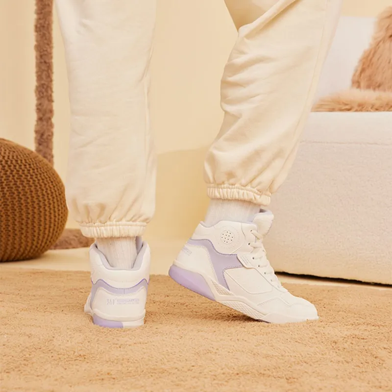 361° Winter Syndrome Coverage Warm And Wear Resistant High Top Skateboard Shoes Women's White Purple-11
