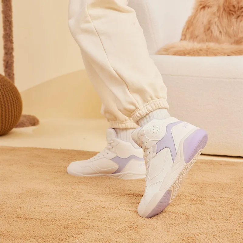 361° Winter Syndrome Coverage Warm And Wear Resistant High Top Skateboard Shoes Women's White Purple-6