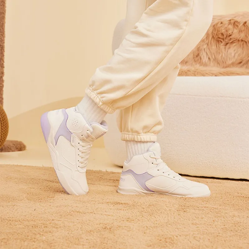 361° Winter Syndrome Coverage Warm And Wear Resistant High Top Skateboard Shoes Women's White Purple-5