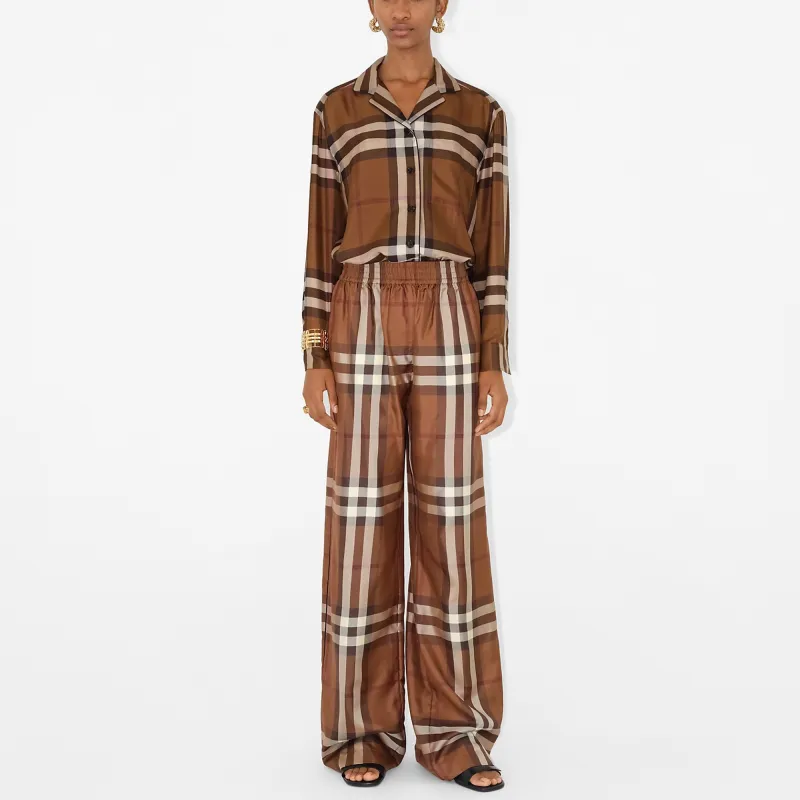 Burberry Alex Vintage Check Silk Trousers-1