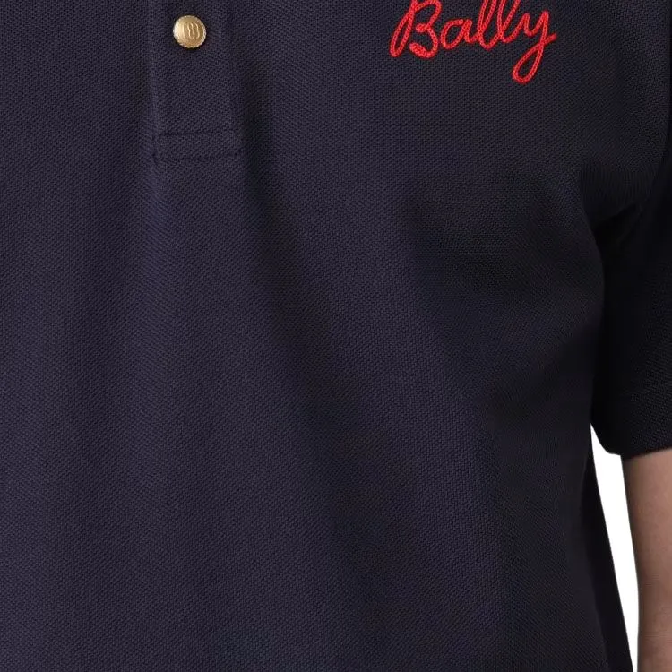 BALLY Logo Embroidered Short Sleeved Polo Shirt-6