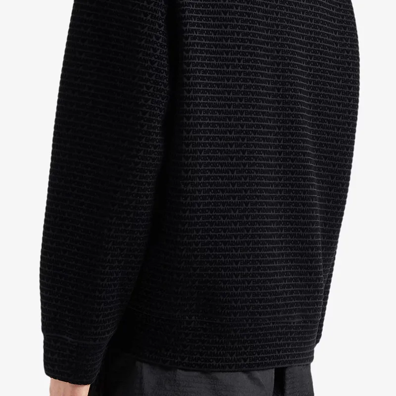 EMPORIO ARMANI Logo Flocked Zip Up Drawstring Hoodie-2