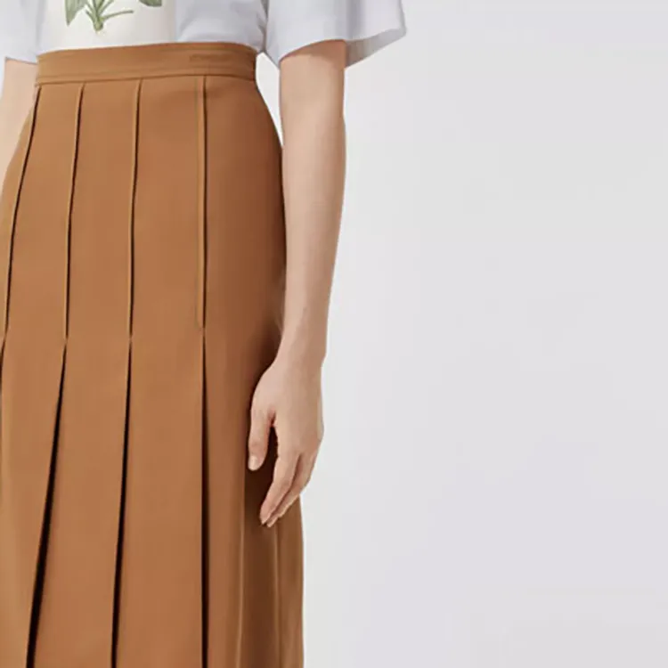 Burberry FW22 Casual Long Skirt Women's Camel-4