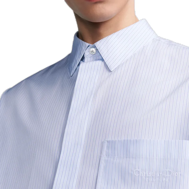 DIOR Homme Christian DIOR Couture Embroidered Pinstriped Shirt-5