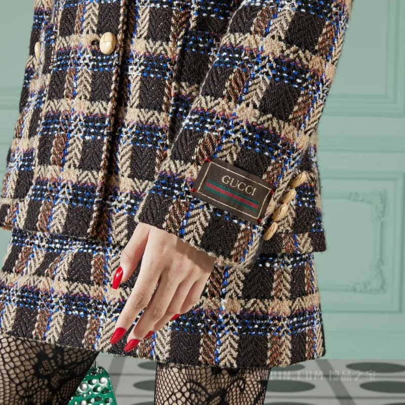 GUCCI Tartan check Tweed Jacket-4